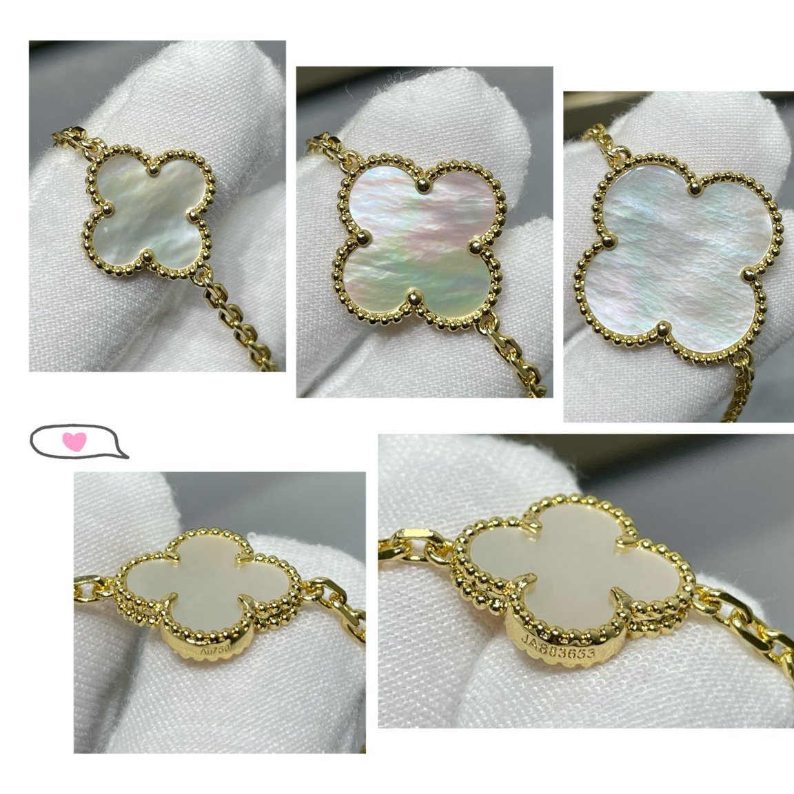 ¡®AuraJewelry¡¯CLOVER 16 MOTIF WHITE MOP GOLD NECKLACE