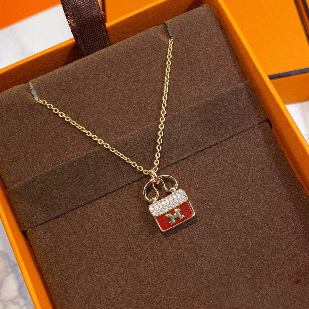 ¡®AuraJewelry¡¯CONSTANCE RED PEDANT PINK GOLD NECKLACE