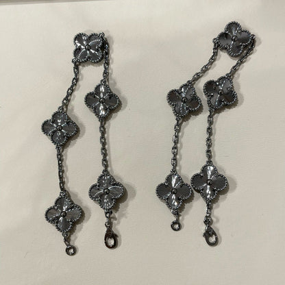 [AuraJewelry]New CLOVER 5 MOTIF BLACK BRACELET