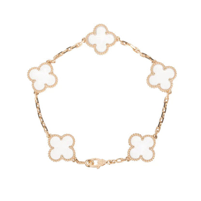 [AuraJewelry]New CLOVER 5 MOTIF ROCK CRYSTAL BRACELET