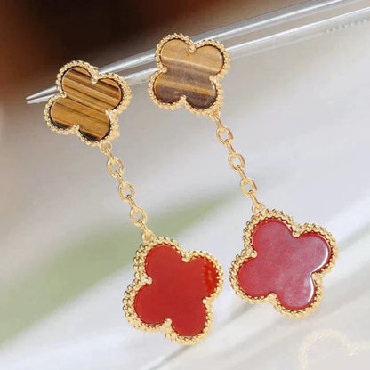 ¡®AuraJewelry¡¯CLOVER  2 MOTIF  TIGER EYE CARNELIAN EARRINGS