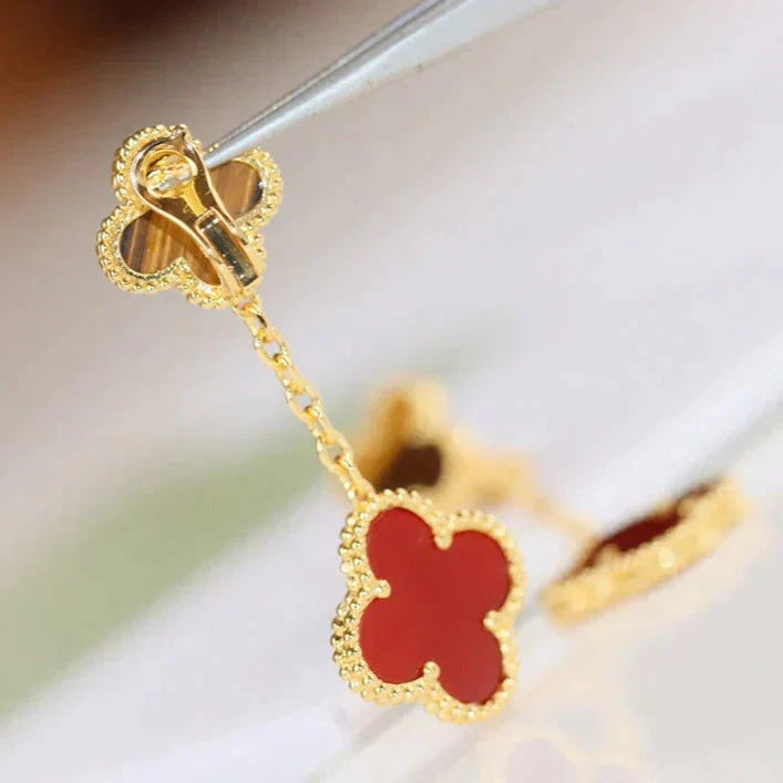 ¡®AuraJewelry¡¯CLOVER  2 MOTIF  TIGER EYE CARNELIAN EARRINGS