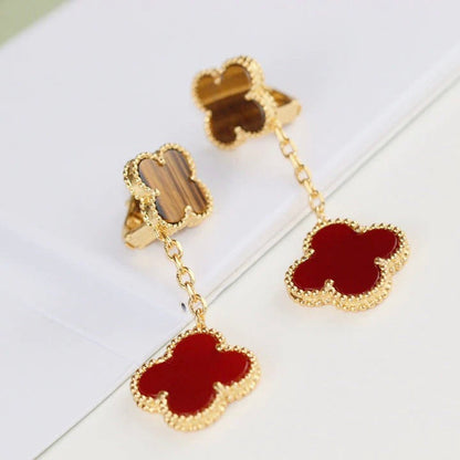 ¡®AuraJewelry¡¯CLOVER  2 MOTIF  TIGER EYE CARNELIAN EARRINGS