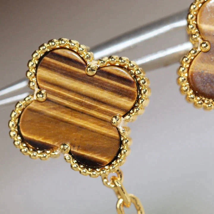 ¡®AuraJewelry¡¯CLOVER  2 MOTIF  TIGER EYE CARNELIAN EARRINGS