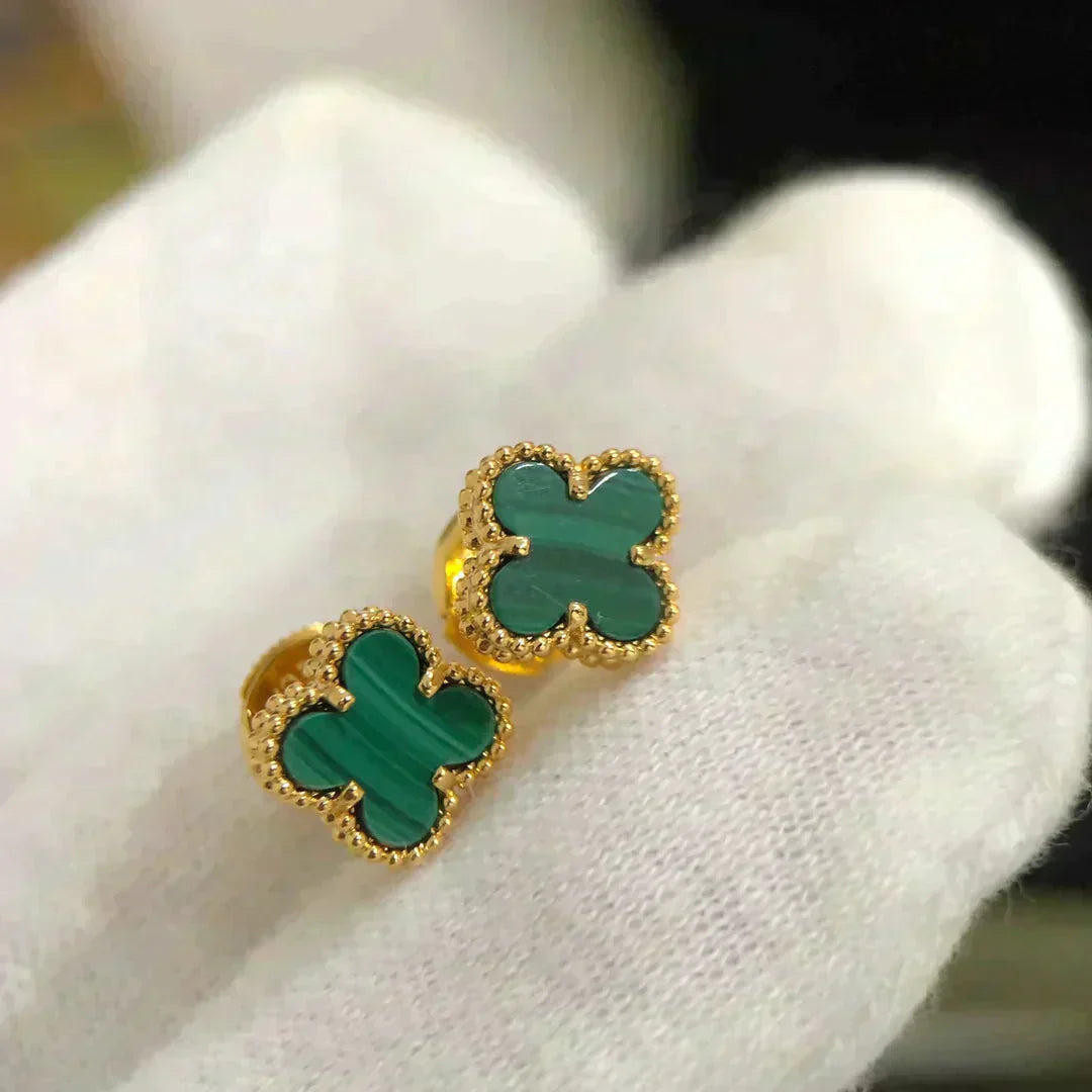 ¡®AuraJewelry¡¯CLOVER MINI 9.5MM MALACHITE  EARRINGS