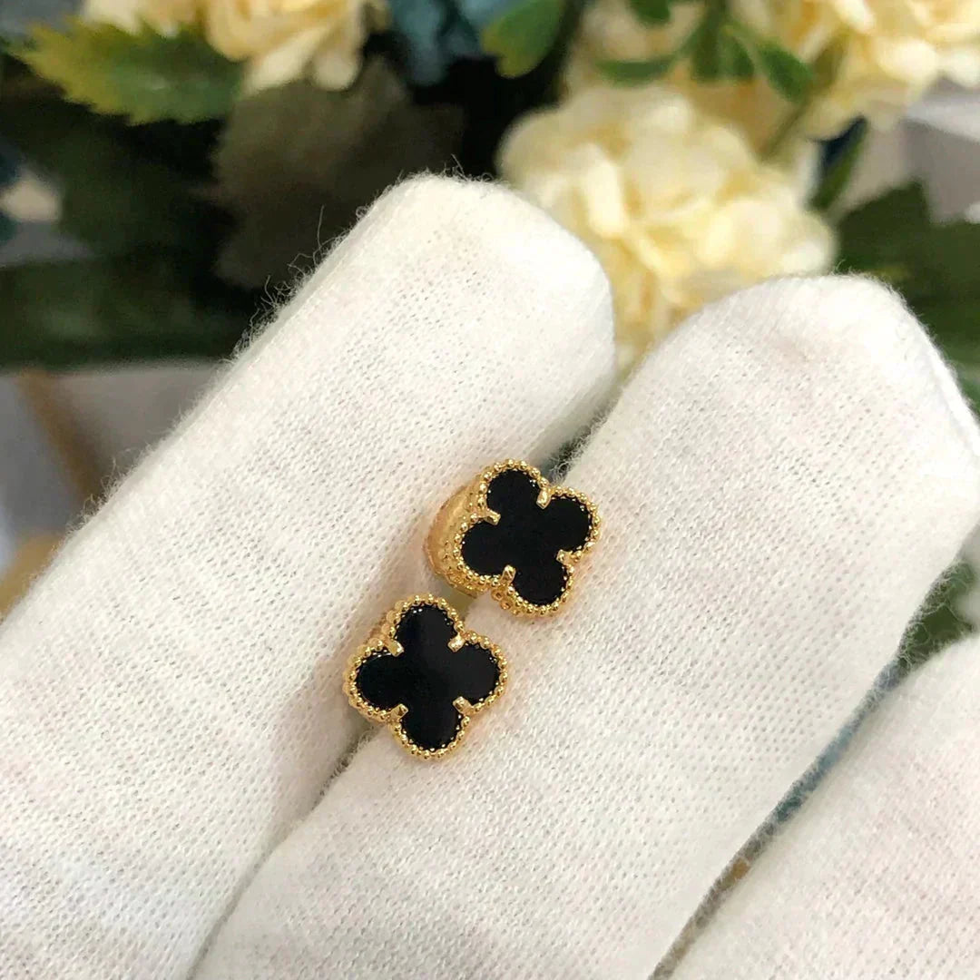 ¡®AuraJewelry¡¯CLOVER MINI 9.5MM BLACK MOP EARRINGS