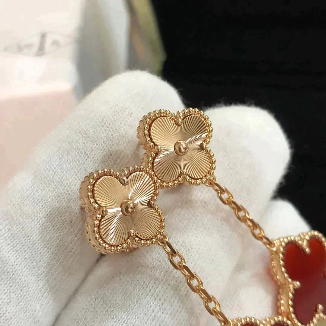 ¡®AuraJewelry¡¯CLOVER 2 MOTIF  LASER CARNELIAN EARRINGS