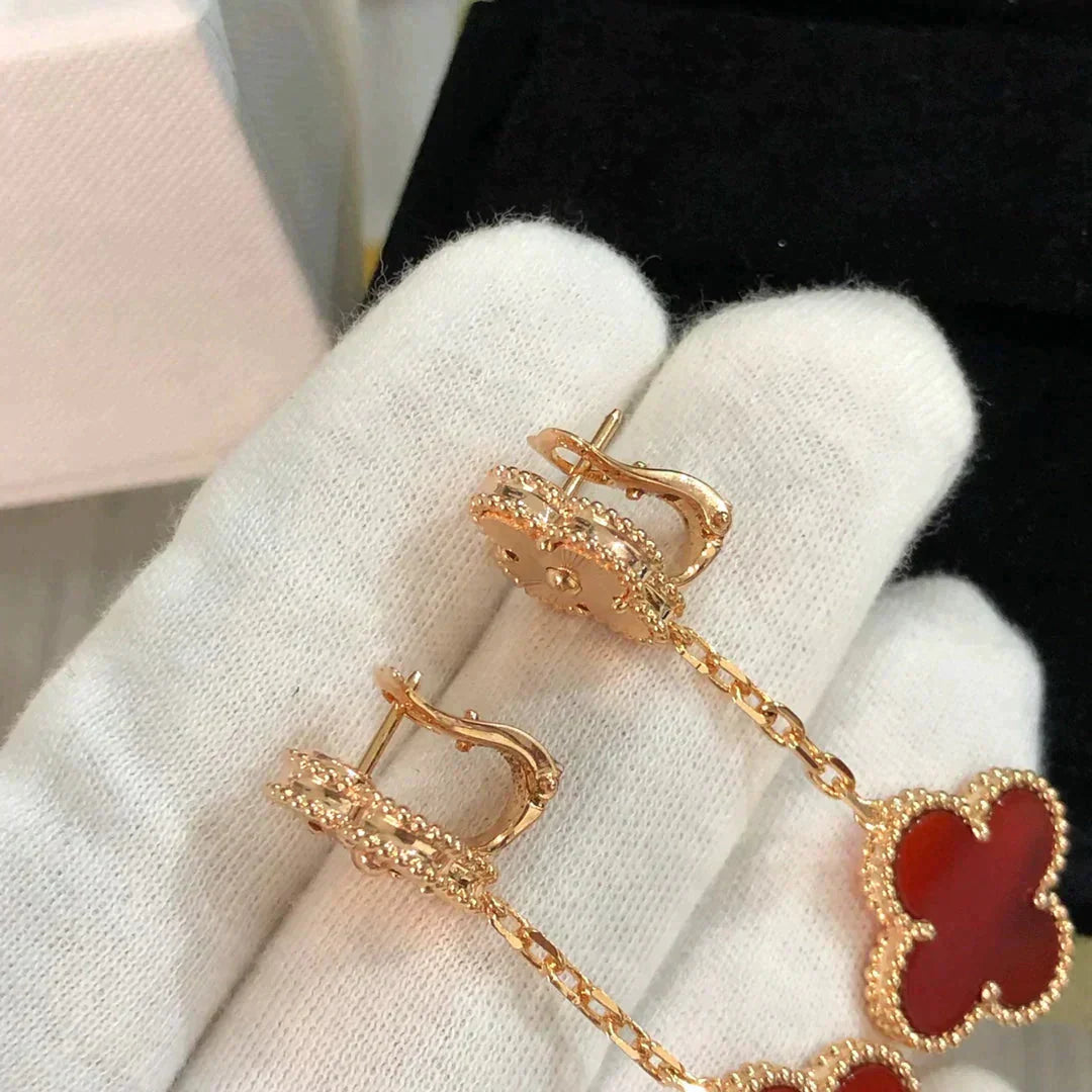 ¡®AuraJewelry¡¯CLOVER 2 MOTIF  LASER CARNELIAN EARRINGS