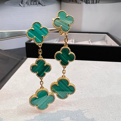 ¡®AuraJewelry¡¯CLOVER MALACHITE 3 MOTIFS GOLD