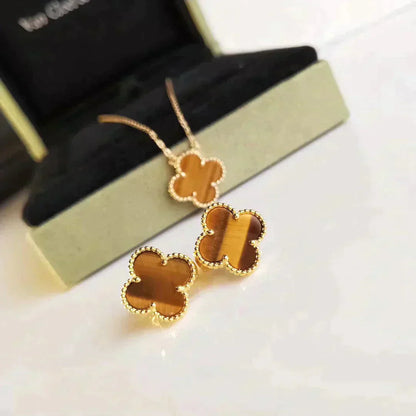 ¡®AuraJewelry¡¯CLOVER MEDIUM 1 MOTIFS TIGER EYE EARRINGS
