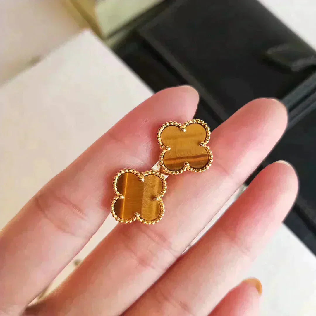 ¡®AuraJewelry¡¯CLOVER MEDIUM 1 MOTIFS TIGER EYE EARRINGS