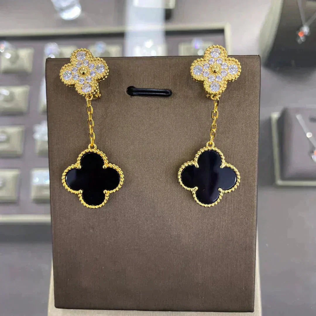 ¡®AuraJewelry¡¯CLOVER  2 MOTIFS  DIAMOND  EARRINGS (MULTIPLE CHOICESç´