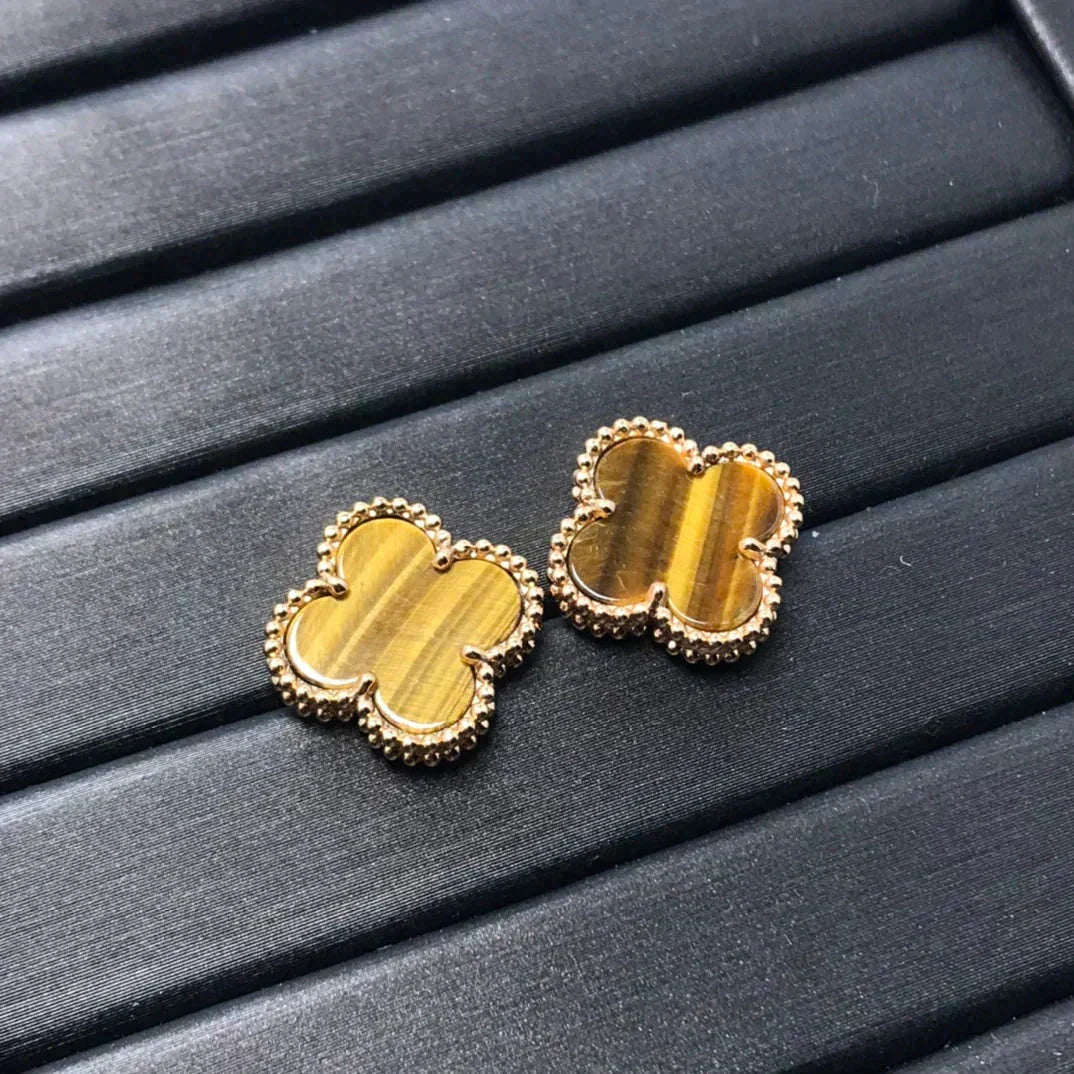 ¡®AuraJewelry¡¯CLOVER MEDIUM 1 MOTIFS TIGER EYE EARRINGS