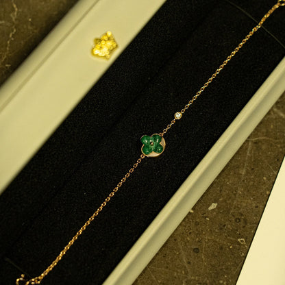 ¡®AuraJewelry¡¯SUN MALACHITE 1 DIAMOND PINK GOLD BRACELET