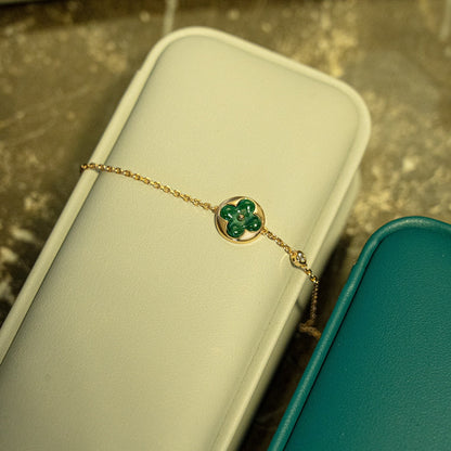 ¡®AuraJewelry¡¯SUN MALACHITE 1 DIAMOND PINK GOLD BRACELET