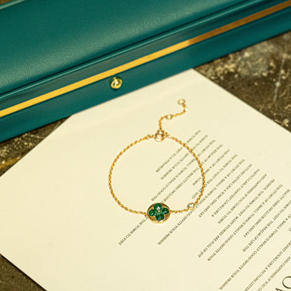 ¡®AuraJewelry¡¯SUN MALACHITE 1 DIAMOND PINK GOLD BRACELET