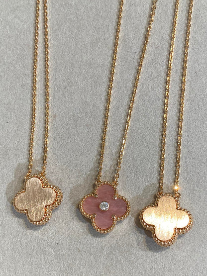 ¡®AuraJewelry¡¯CLOVER 15MM DIAMOND RHODONITE NECKLACE