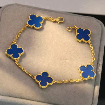 [AuraJewelry]New CLOVER 5 MOTIF BLUE AGATE BRACELET COLLECTION