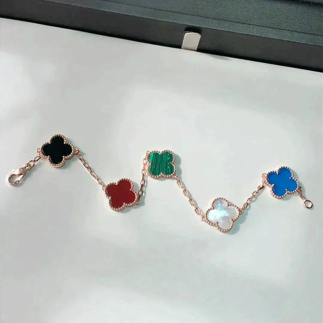 [AuraJewelry]New CLOVER 5 MOTIFS MULTICOLOR BRACELET