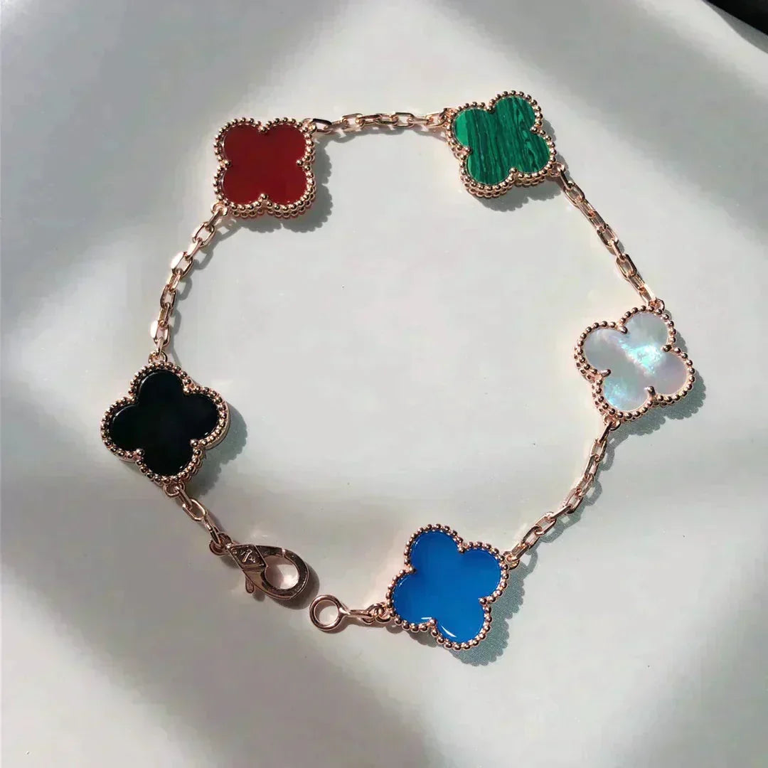 [AuraJewelry]New CLOVER 5 MOTIFS MULTICOLOR BRACELET