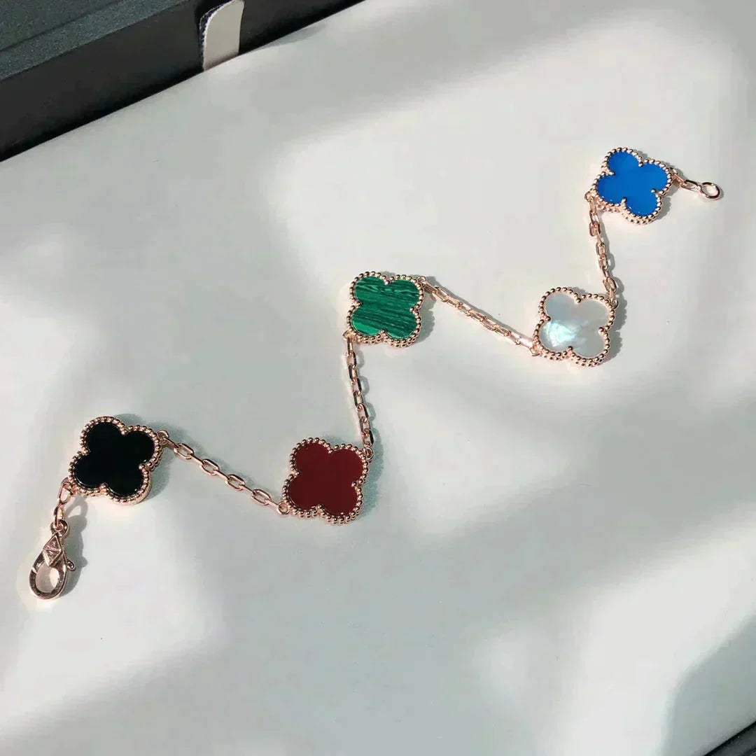[AuraJewelry]New CLOVER 5 MOTIFS MULTICOLOR BRACELET