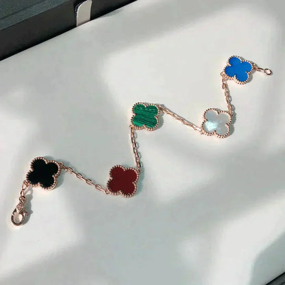 [AuraJewelry]New CLOVER 5 MOTIFS MULTICOLOR BRACELET