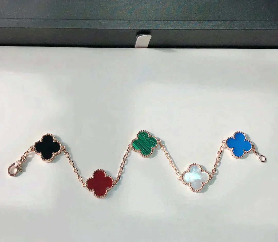 [AuraJewelry]New CLOVER 5 MOTIFS MULTICOLOR BRACELET