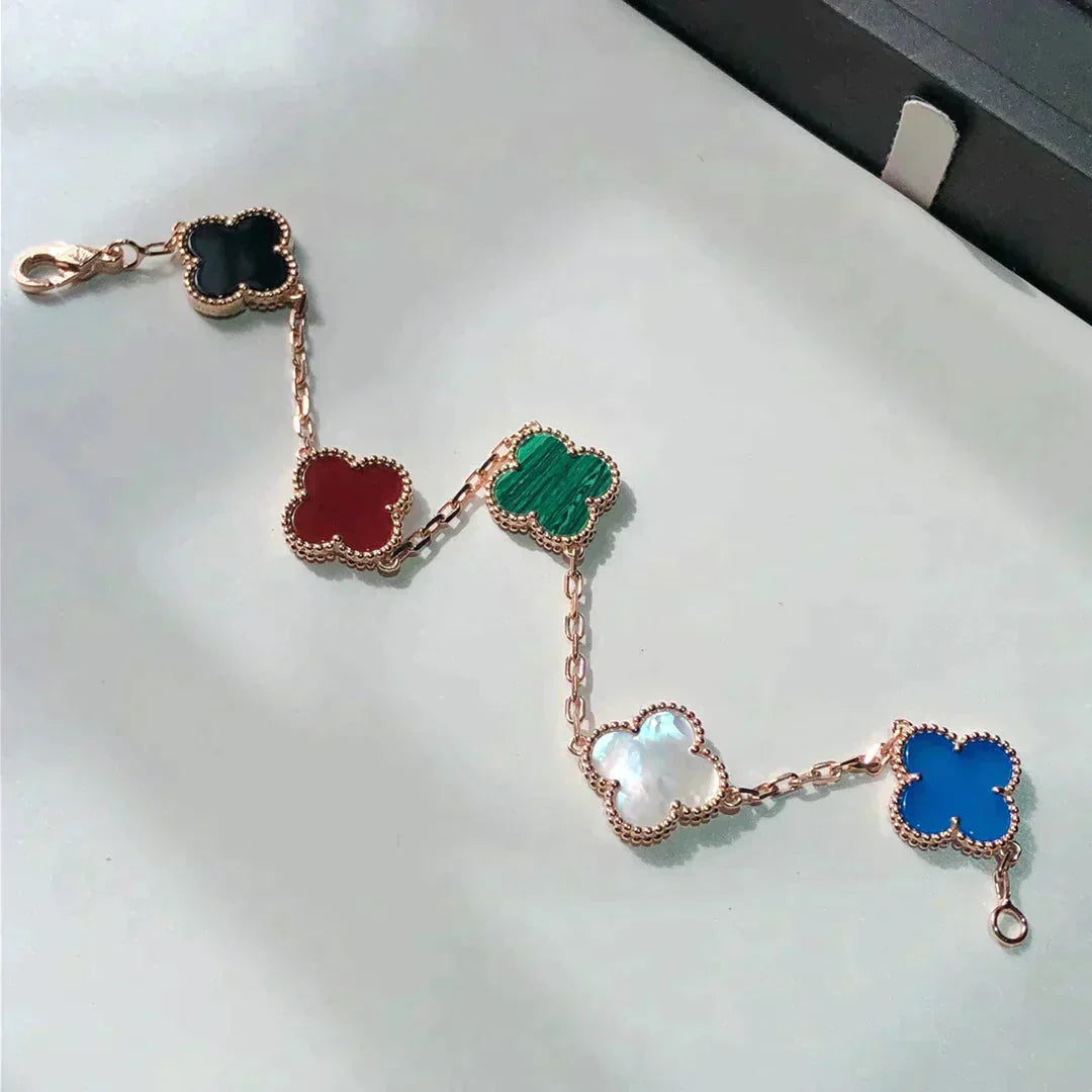 [AuraJewelry]New CLOVER 5 MOTIFS MULTICOLOR BRACELET