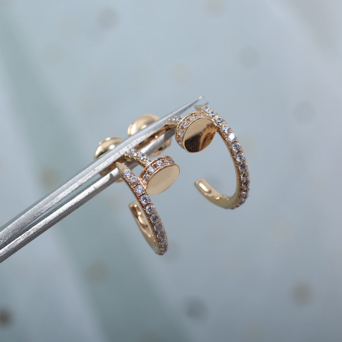 ¡®AuraJewelry¡¯JUSTE EARRINGS 12.75MM PINK GOLD DIAMOND