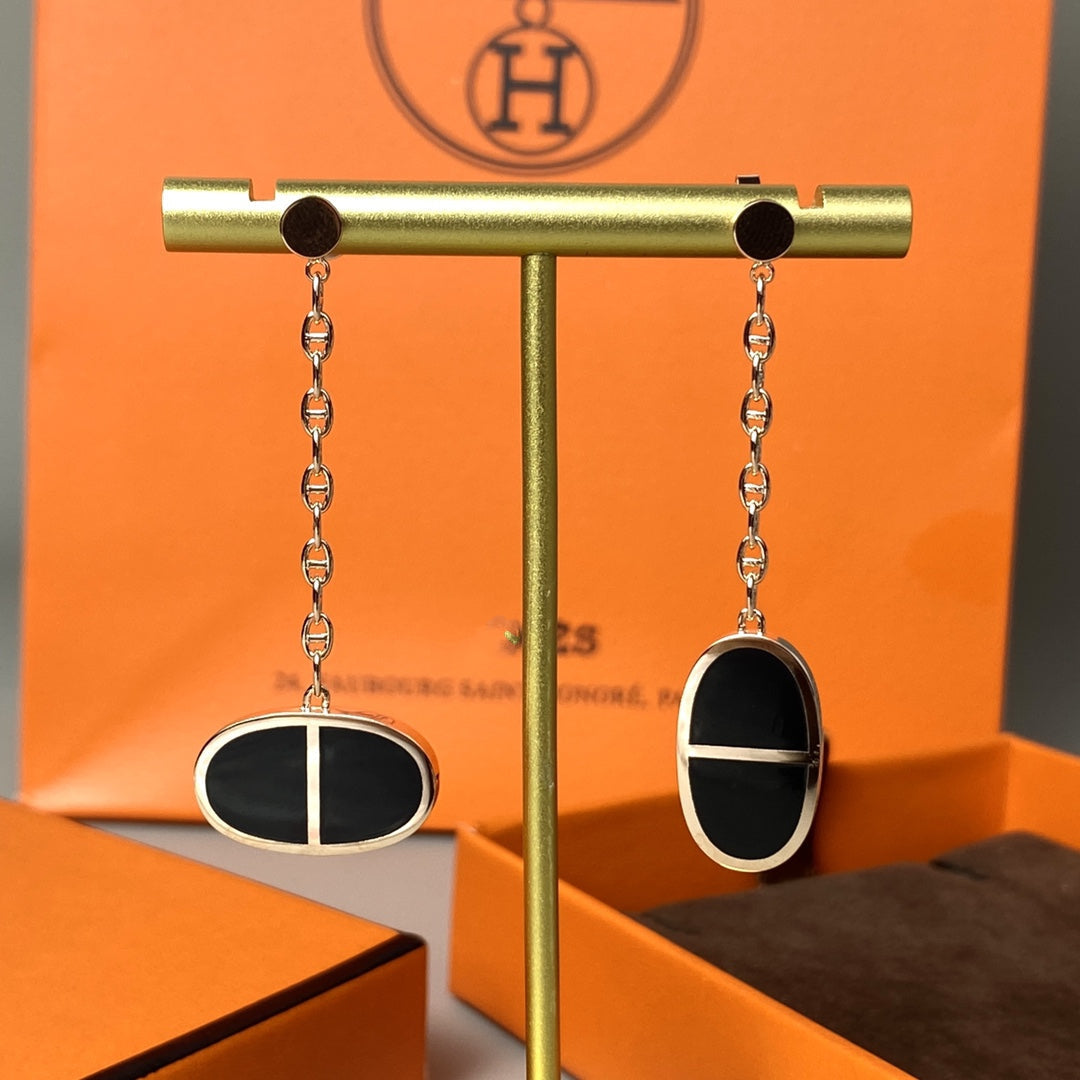 ¡®AuraJewelry¡¯CHAINE VERSO BLACK CERAMIC EARRINGS