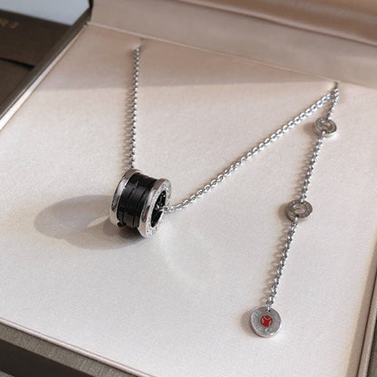 [AuraJewelry]ZERO 1 BLACK CERAMIC SILVER NECKLACE