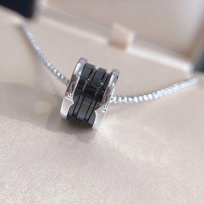 [AuraJewelry]ZERO 1 BLACK CERAMIC SILVER NECKLACE