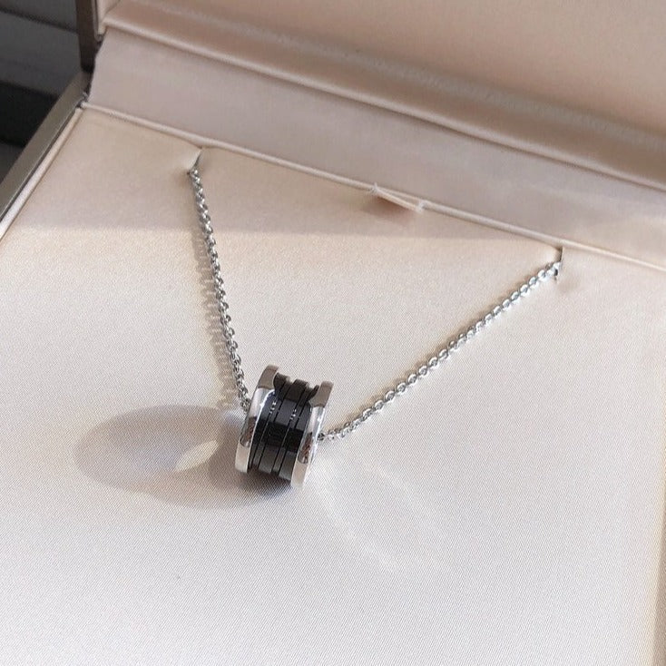 [AuraJewelry]ZERO 1 BLACK CERAMIC SILVER NECKLACE