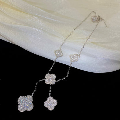 ¡®AuraJewelry¡¯CLOVER 5 MOTIFS SILVER DIAMONDS NECKLACE