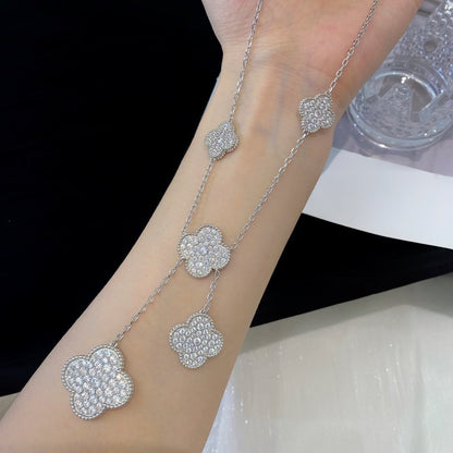 ¡®AuraJewelry¡¯CLOVER 5 MOTIFS SILVER DIAMONDS NECKLACE