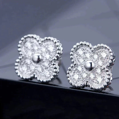 ¡®AuraJewelry¡¯CLOVER 1 MOTIFS DIAMOND STUD EARRINGS SILVER