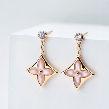¡®AuraJewelry¡¯DOUBLE STAR PINK GOLD MOP DROP EARRINGS