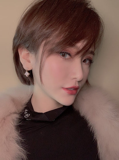 ¡®AuraJewelry¡¯DOUBLE STAR PINK GOLD MOP DROP EARRINGS