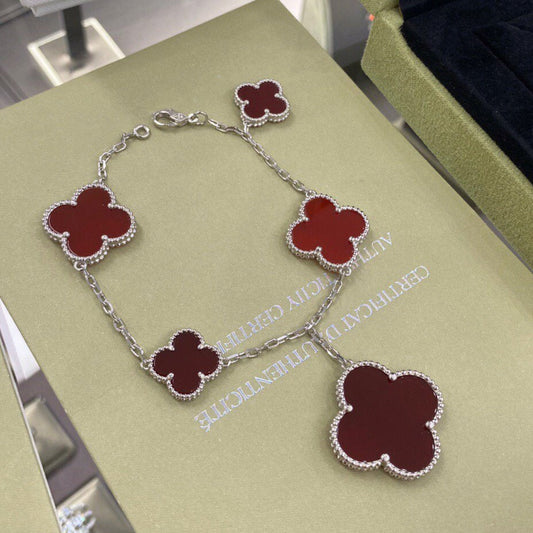 ¡®AuraJewelry¡¯CLOVER 5 MOTIFS SIVLER CARNELIAN BRACELET