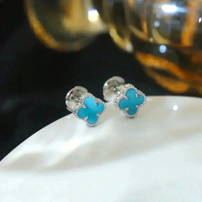 ¡®AuraJewelry¡¯CLOVER MINI 9.5MM ONYX STUD EARRINGS SILVER