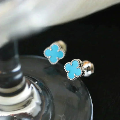 ¡®AuraJewelry¡¯CLOVER MINI 9.5MM ONYX STUD EARRINGS SILVER