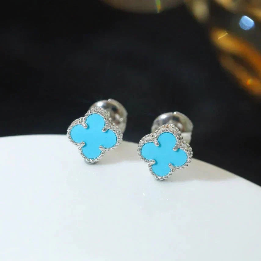 ¡®AuraJewelry¡¯CLOVER MINI 9.5MM ONYX STUD EARRINGS SILVER