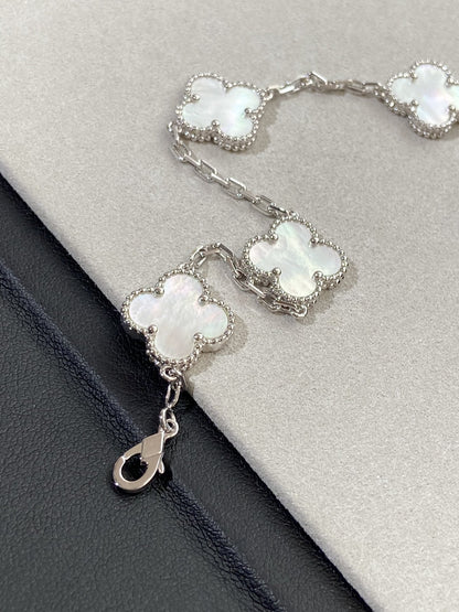 [AuraJewelry]New CLOVER WHITE PEARL MOP 5 MOTIF BRACELET COLLECTION