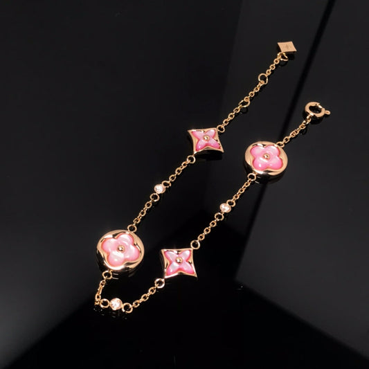¡®AuraJewelry¡¯STAR AND SUN 4 MOTIF PINK MOP PINK GOLD BRACELET