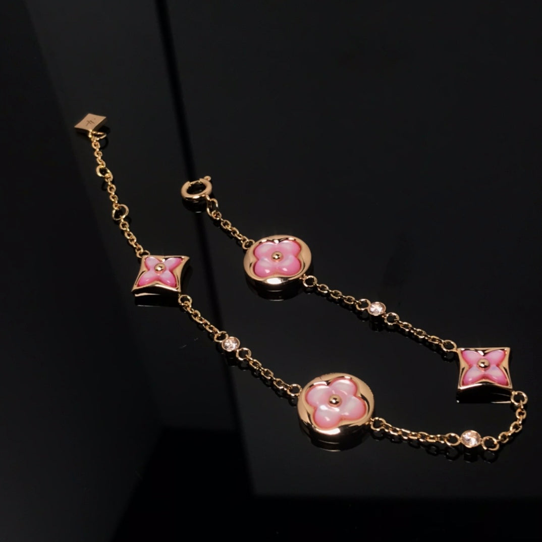¡®AuraJewelry¡¯STAR AND SUN 4 MOTIF PINK MOP PINK GOLD BRACELET