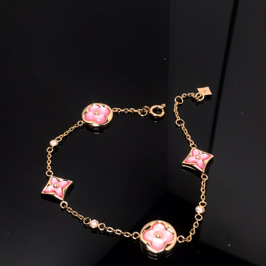 ¡®AuraJewelry¡¯STAR AND SUN 4 MOTIF PINK MOP PINK GOLD BRACELET