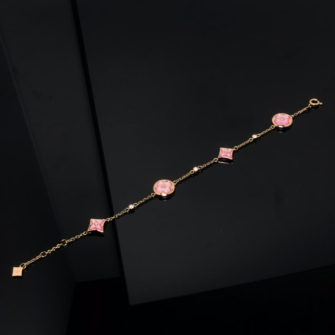 ¡®AuraJewelry¡¯STAR AND SUN 4 MOTIF PINK MOP PINK GOLD BRACELET