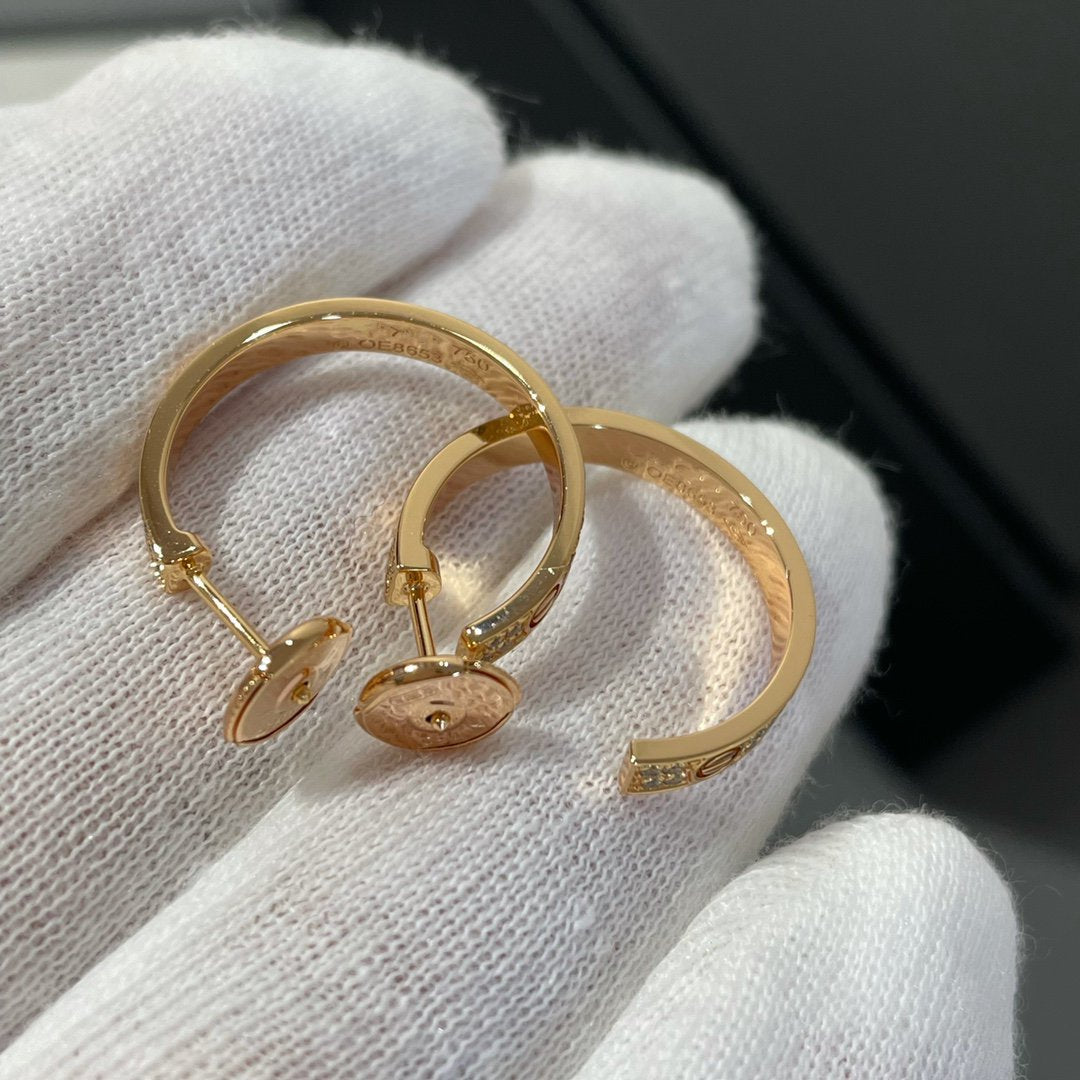 ¡®AuraJewelry¡¯LOVE DIAMOND PINK GOLD HOOP EARRINGS