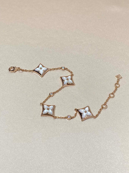 ¡®AuraJewelry¡¯STAR 4 MOTIF MOP DIAMOND PINK GOLD BRACELET