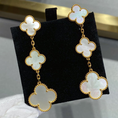 ¡®AuraJewelry¡¯CLOVER MOP 3 MOTIFS GOLD EARRINGS